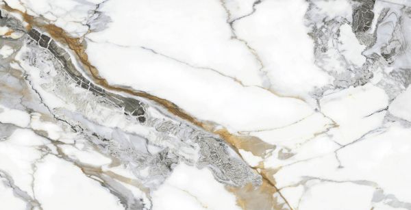 Керамогранит JF12109DJ 1200*600*9 полир.мрамор бело-коричн-серый с зол.прожилками (0,72*2) Китай