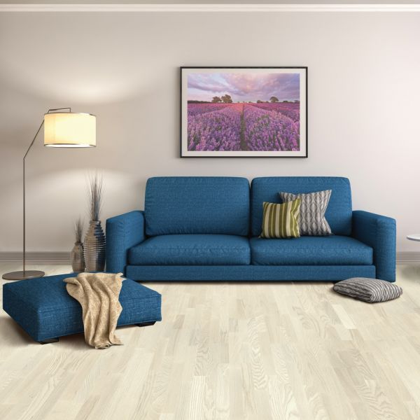Паркетная доска TARKETT SALSA ART Ясень Вайт Перл / Ash White Pearl 550050030  3-полосная, брашированная, под полуматовым лаком, 2283х194х14мм